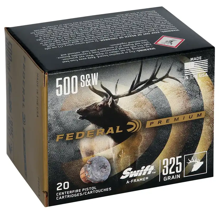 Federal Premium 500 S&W Mag 325 gr Swift A Frame 20 Per Box