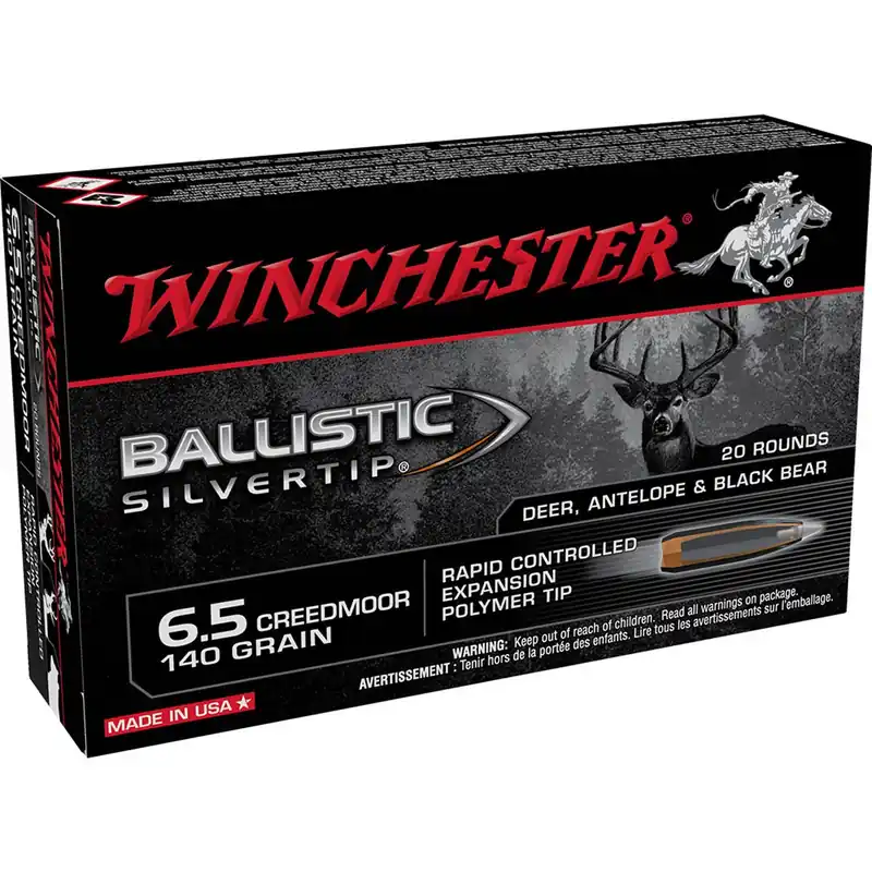 Winchester Ammo Ballistic Silvertip 6.5 Creedmoor 140 gr Rapid Controlled Expansion Polymer Tip 20/Box