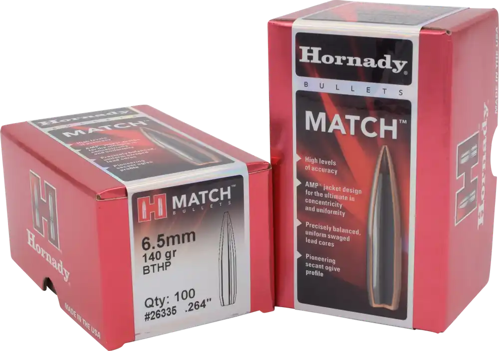 Hornady Match 6.5mm 140 gr Hollow Point Boat Tail Match 100/Box 26335