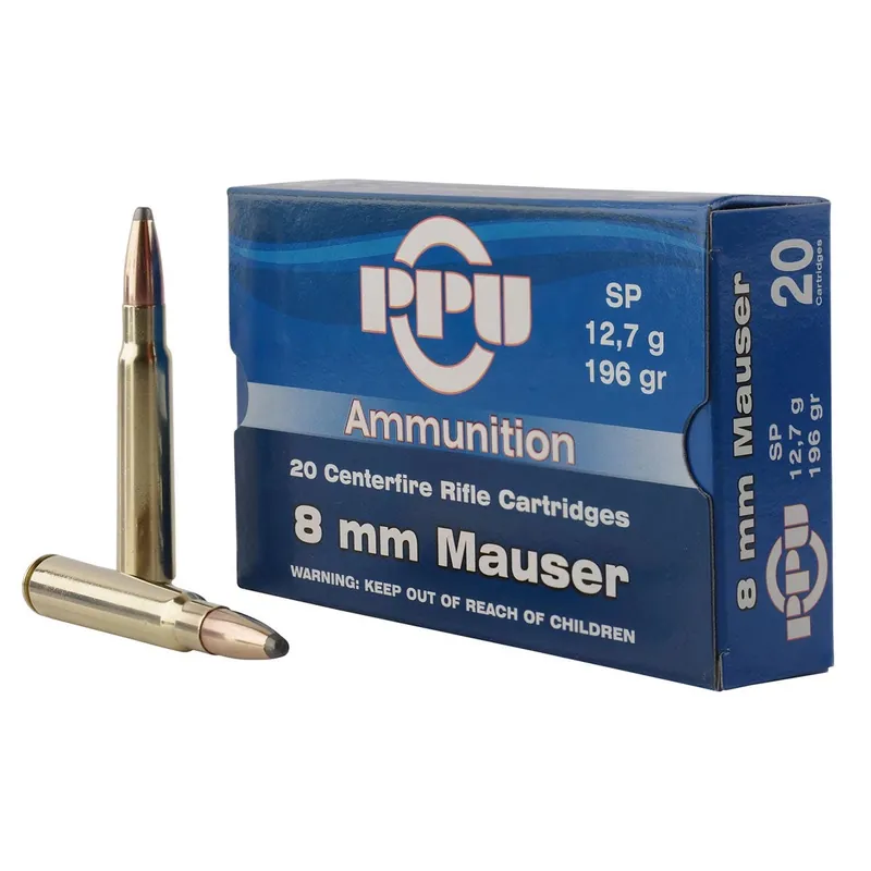 PPU Metric Rifle 8mm Mauser 196 gr Soft Point (SP) 20/Box