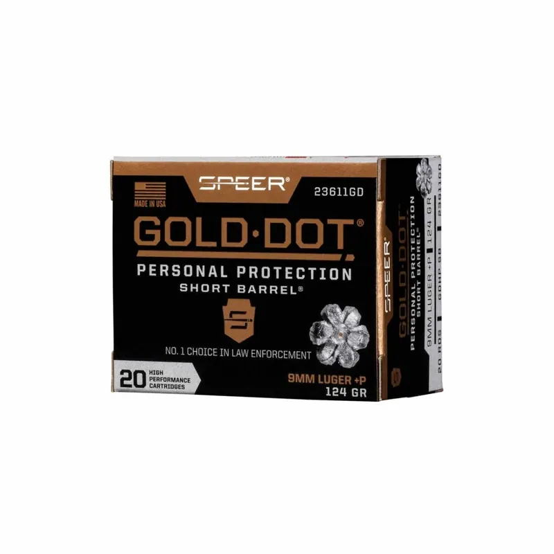 Speer 9MM +P 124GR JHP Short barrel 20rd