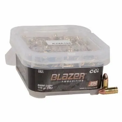 CCI Blazer Brass Centerfire Pistol Ammo 9MM Luger 250/Bucket 5200B250