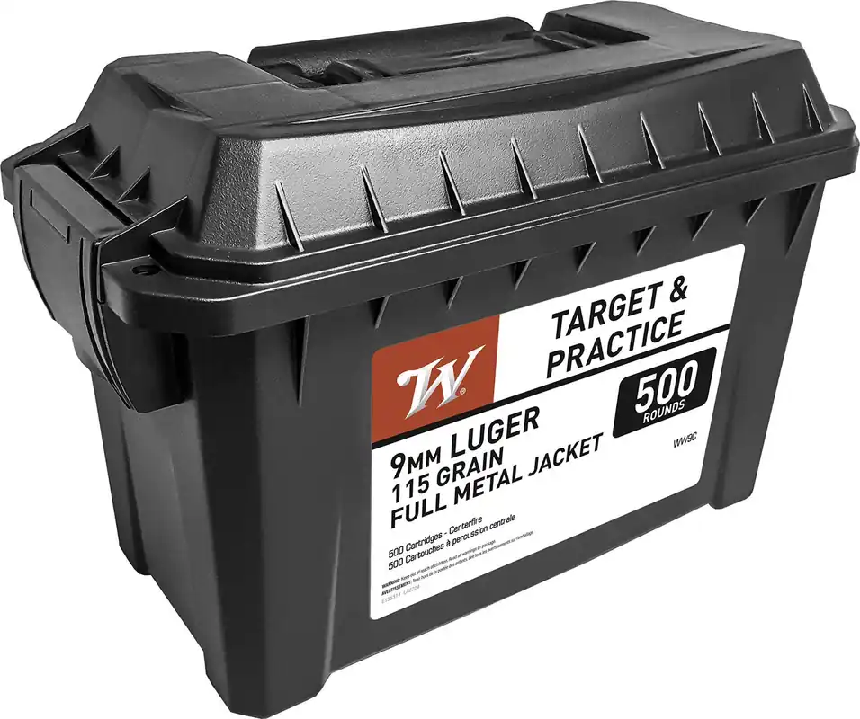 Winchester Ammo USA Ammo Can 9mm Luger 115 gr Full Metal Jacket 500 Rounds WW9C