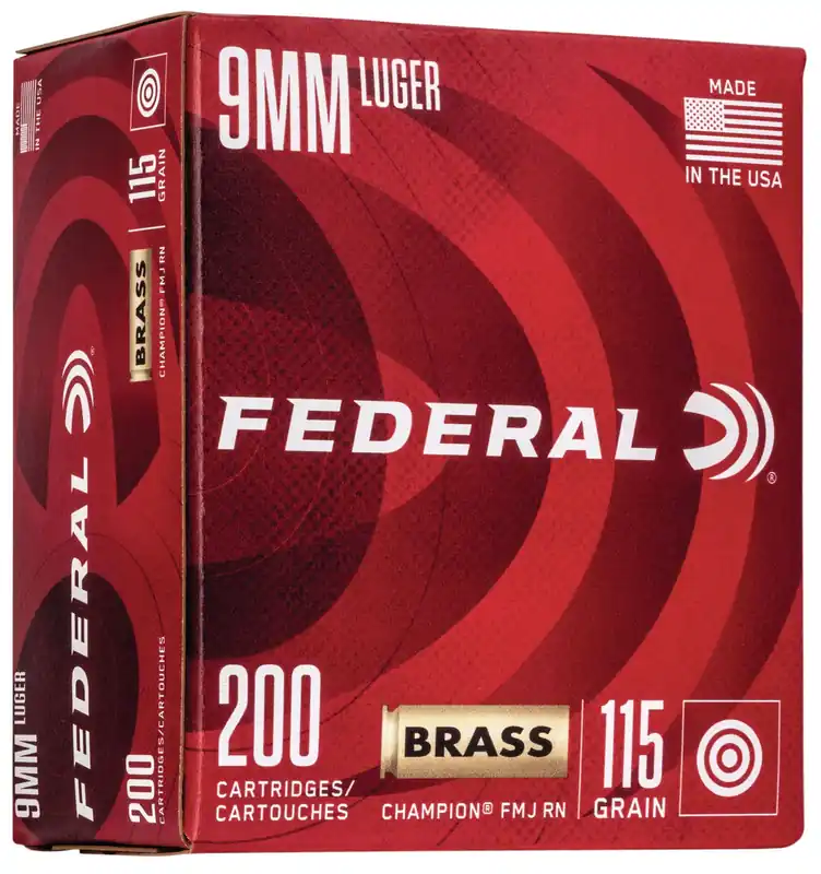 Federal Champion Training 9mm Luger 115 gr Full Metal Jacket 200 Per Box