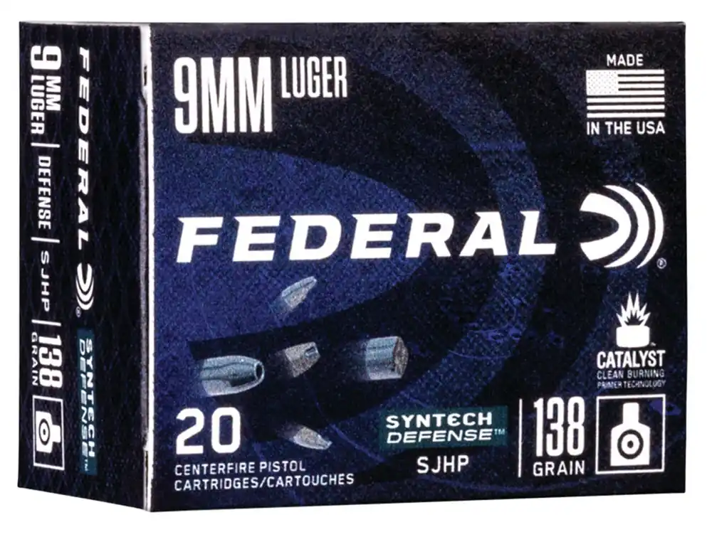 Federal Syntech Defense 9mm Luger 138 gr Segmented Jacketed Hollow Point 20 Per Box
