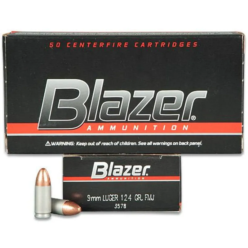 CCI Blazer Centerfire Pistol Ammo 9mm Luger 124Gr 50/Box 3578