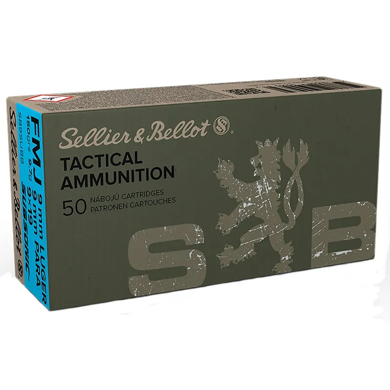 Sellier & Bellot Handgun Target 9mm Luger Subsonic 150 gr Full Metal Jacket (FMJ) 50/box