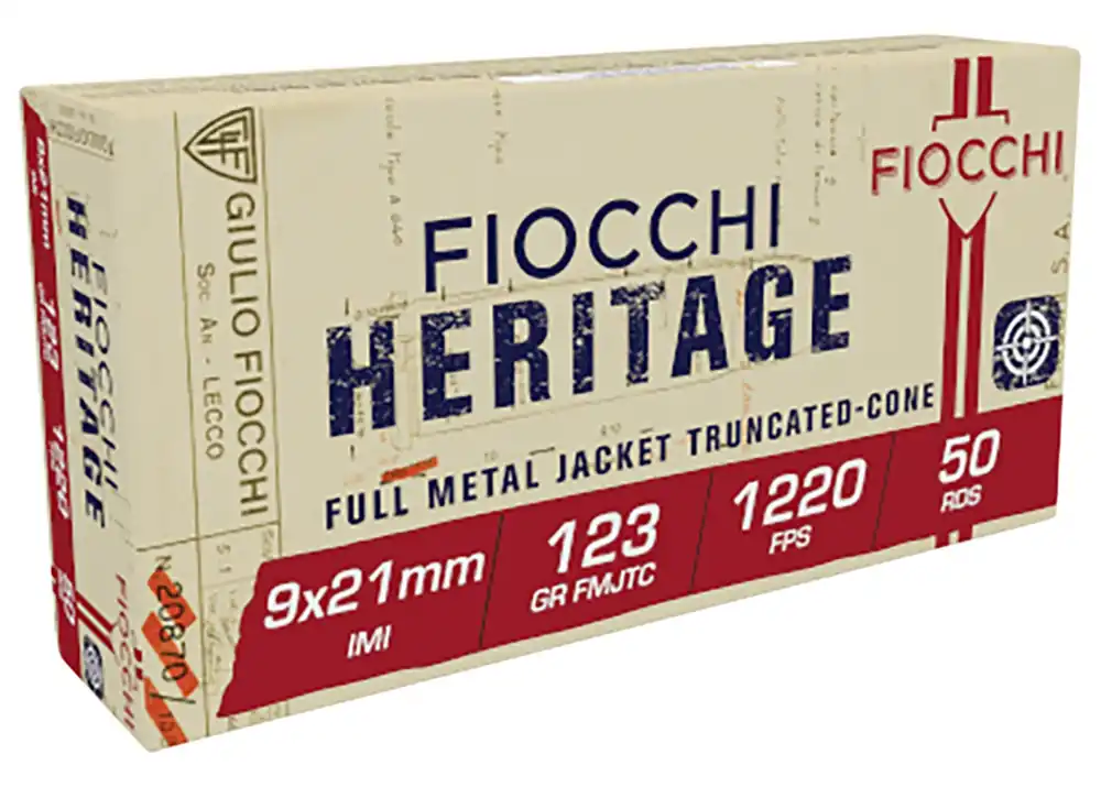 Fiocchi Heritage 9x21mm IMI 123 gr Full Metal Jacket Truncated Cone 50 Per Box