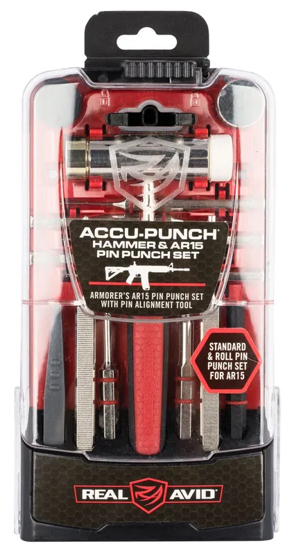 Real Avid Accu-Punch Pin Punch Set Red Steel Rifle AR-15 Rubber Handle