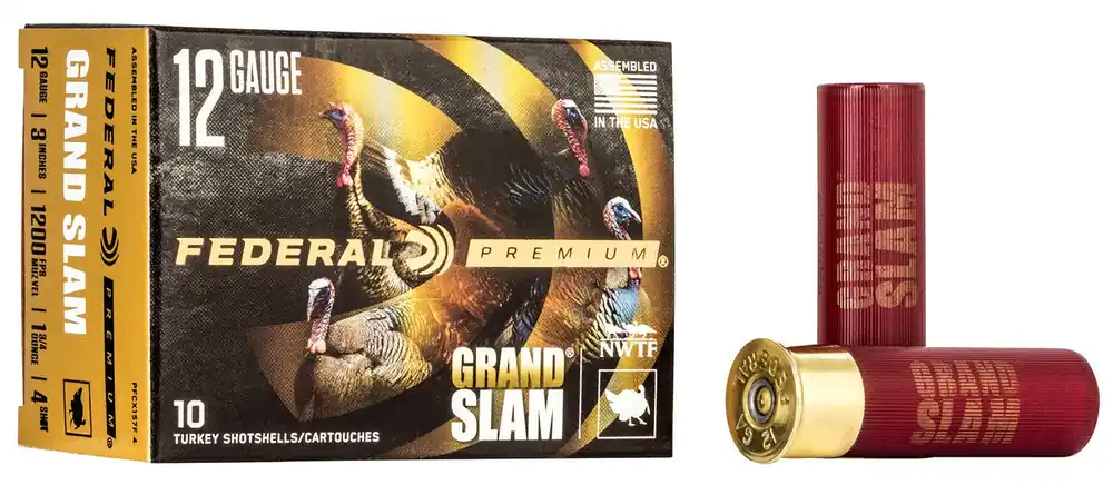 Federal Premium Grand Slam Shotshells 12ga 3" 1-3/4 oz 4 Copper-plated Lead Shot 10 Shells Per Box