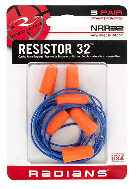 Radians Resistor 32 Foam Ear Plugs Corded