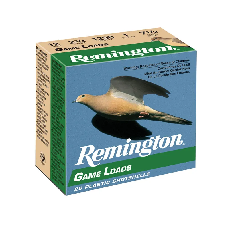 Remington Game Load Shotshells 12 GA 2 3/4" 1.0 oz 7 1/2 Lead Shot 25 Rounds