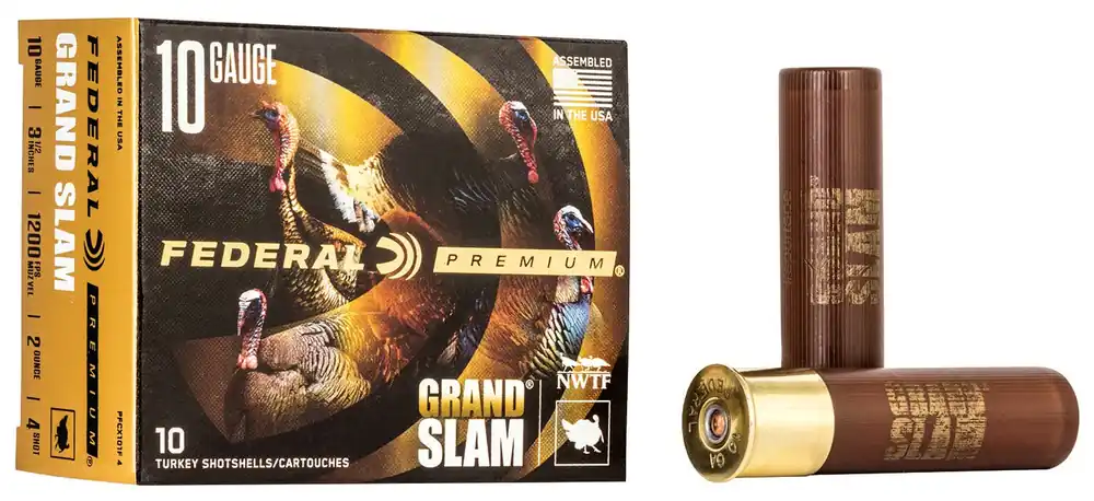 Federal PremiumGrand Slam Shotshells 10ga 3-1/2" 2.0 oz 4 Copper-plated Lead Shot 10 Shells Per Box
