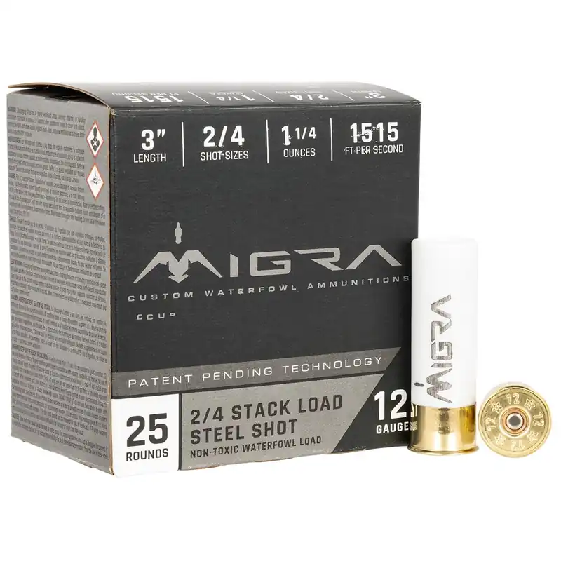 Migra Stack Load Steel 12 Gauge 3" 1-1/4 oz 2/4 Shot 25 Rounds