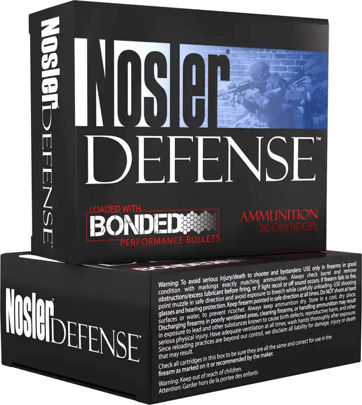 Nosler Defense Handgun 9mm Luger +P 124 gr Bonded Performance Tipped 20 Per Box