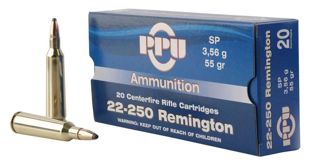 PPU Standard Rifle 22-250 Rem. 55 Gr. SP 20/Box