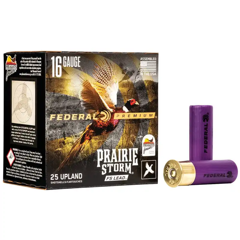 Federal Premium Prairie Storm FS 16 Gauge 2.75" 1-1/8 oz 6 Copper-plated Lead Shot 25 Shells Per Box