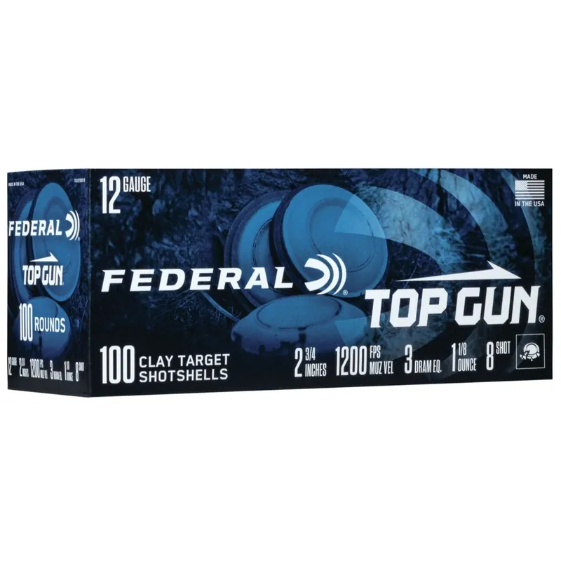 Federal Top Gun 12 Gauge 2.75" 1-1/8 oz. 8 Shot Ammo - 100/Box