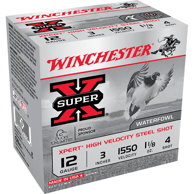 Winchester Super X Xpert High Velocity 12G 3" 1 1/8 oz 1550 fps 4 Shot 25/Bx