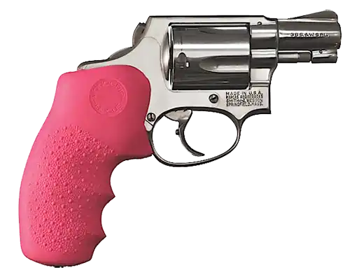 Hogue Monogrip for S&W J-Frame with Round Butt Overmolded Finger Grooves Cobblestone Finish Rubber Pink 60007