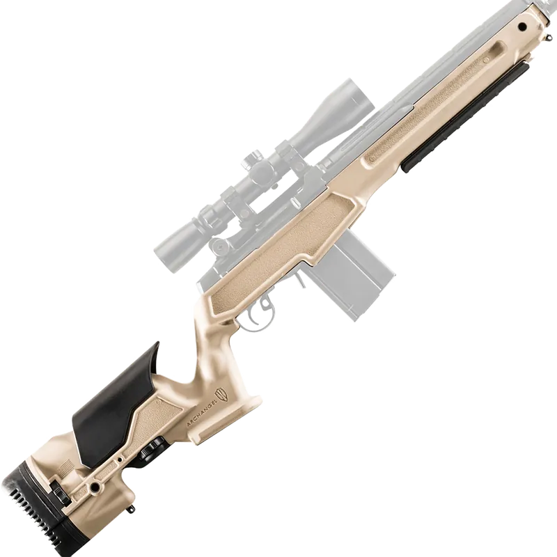 Archangel Precision Rifle Stock for Springfield M1A/M14, Adjustable Cheek Riser, Desert Tan AAM1ADT