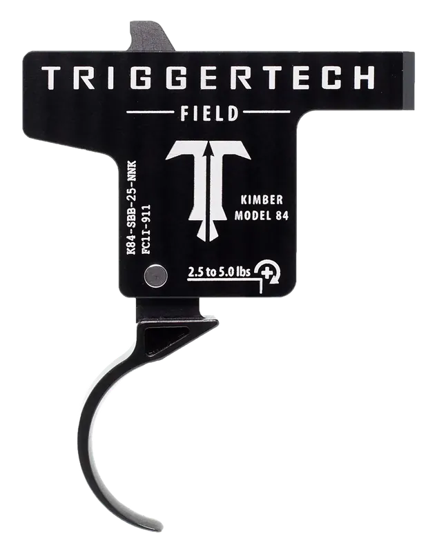 TriggerTech Field Single-Stage Curved Trigger for Kimber Model 84, 2.5-5 lb Adjustable, Black PVD K84SBB25NNK