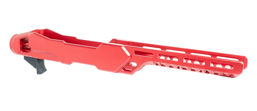 Timber Creek Outdoors Enforcer Rifle Chassis for Ruger 10/22, Red Aluminum, MSR Buffer Tube Compatible ERC1022R