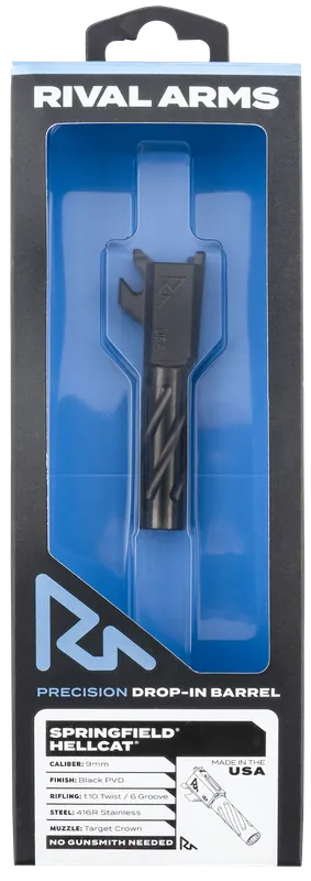 Rival Arms Precision V1 Match Grade Drop-In Barrel for Springfield Hellcat, Black PVD 416R RARA20H101A
