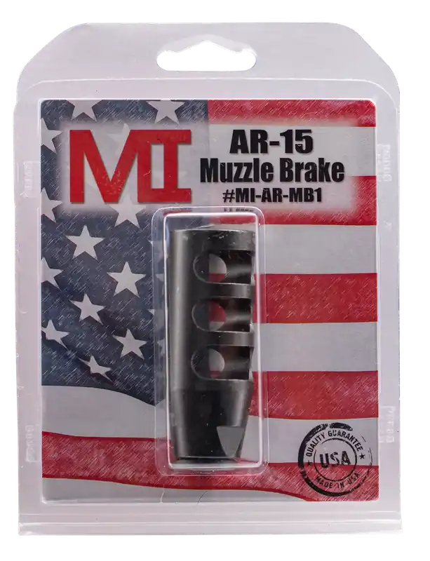 Midwest Industries AR-15 Muzzle Brake, 3-Chamber Tool Steel Phosphate, 1/2x28, MIARMB1