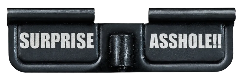 Phase 5 Weapon Systems AR-15 Ejection Port Door, Black Parkerized Steel, Engraved Surprise Asshole, EPCSURPRISE
