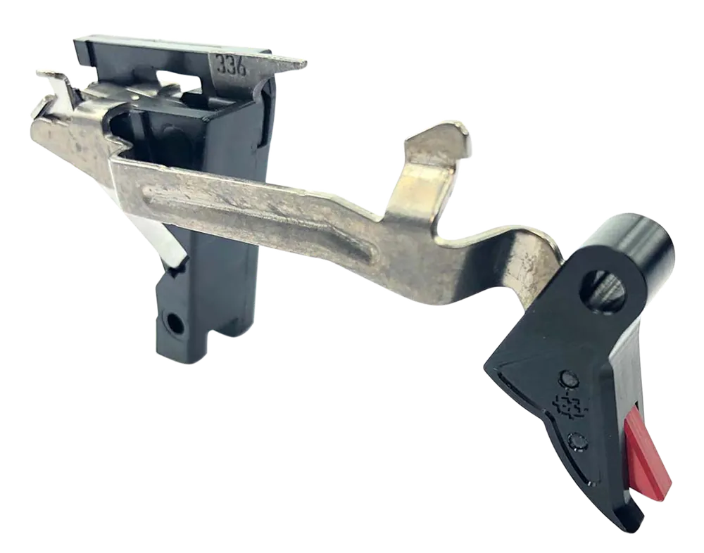 Cross Armory Drop-In Hybrid Flat-Faced Trigger for Glock Gen 1-4, Black/Red Anodized CRGTDI