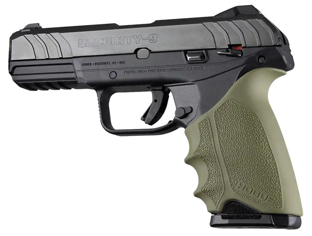 Hogue HandAll Beavertail Grip Sleeve for Ruger Security-9, OD Green Rubber w/Finger Grooves 17701