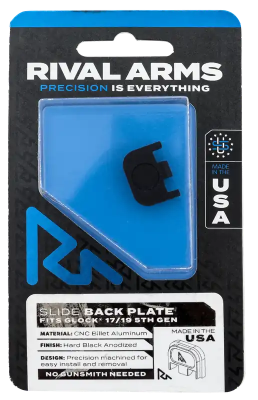 Rival Arms Slide Back Cover Plate for Glock 17/19 Generation 5 Double Stack, Black Anodized RA43G004A