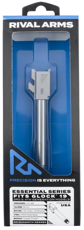Rival Arms Essential V2 Match Grade Threaded Barrel for Glock 19 Gen 3-4, 9mm 4.49in RARA22G202D