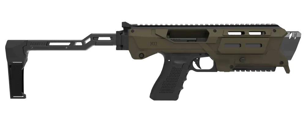 META TACTICAL LLC MX-1 Glock Conversion Kit Chassis w/ M-LOK & Picatinny Rails, Folding Stabilizer MX1-PS-GR
