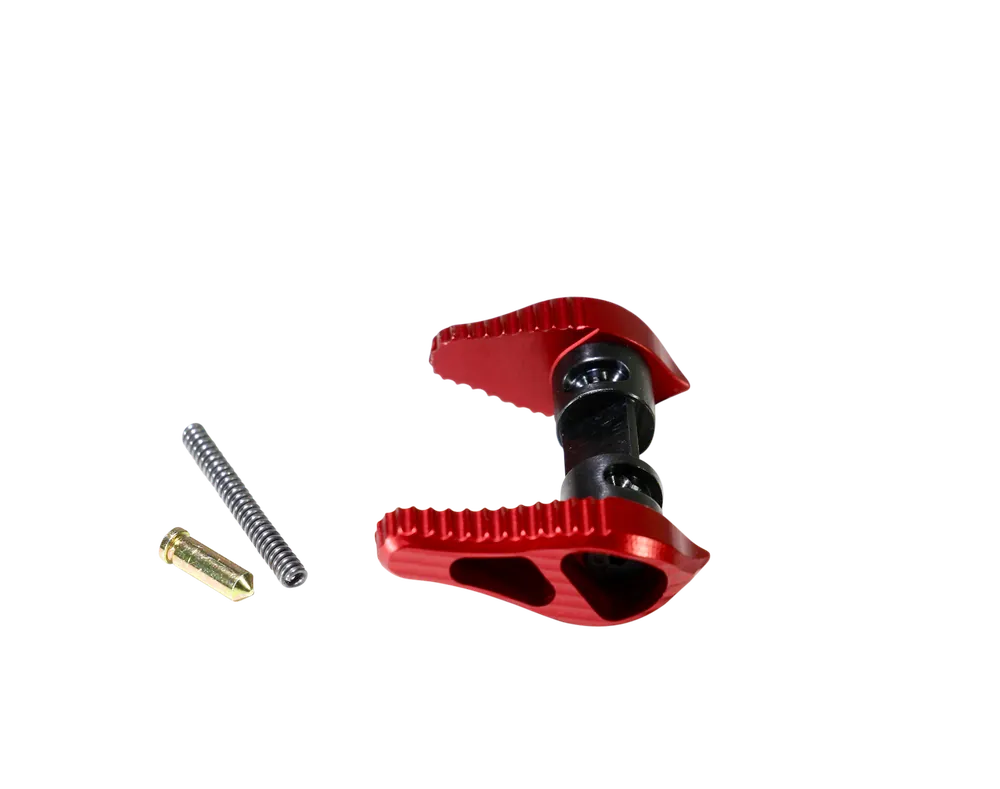TIMBER CREEK OUTDOOR INC Ambidextrous AR Platform Safety Selector, 45/90° Short Throw, Red AMBISSR