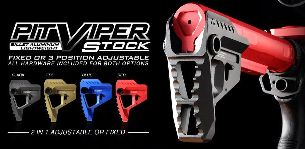 Strike Pit Viper AR-Platform Stock, 3-Position Adjustable Aluminum/Steel Blue VIPERPITBLU
