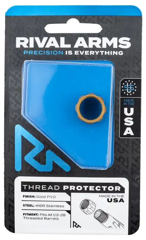Rival Arms 1/2x28 Thread Protector for 9mm Barrels, Gold PVD 416R Stainless RARA300001E