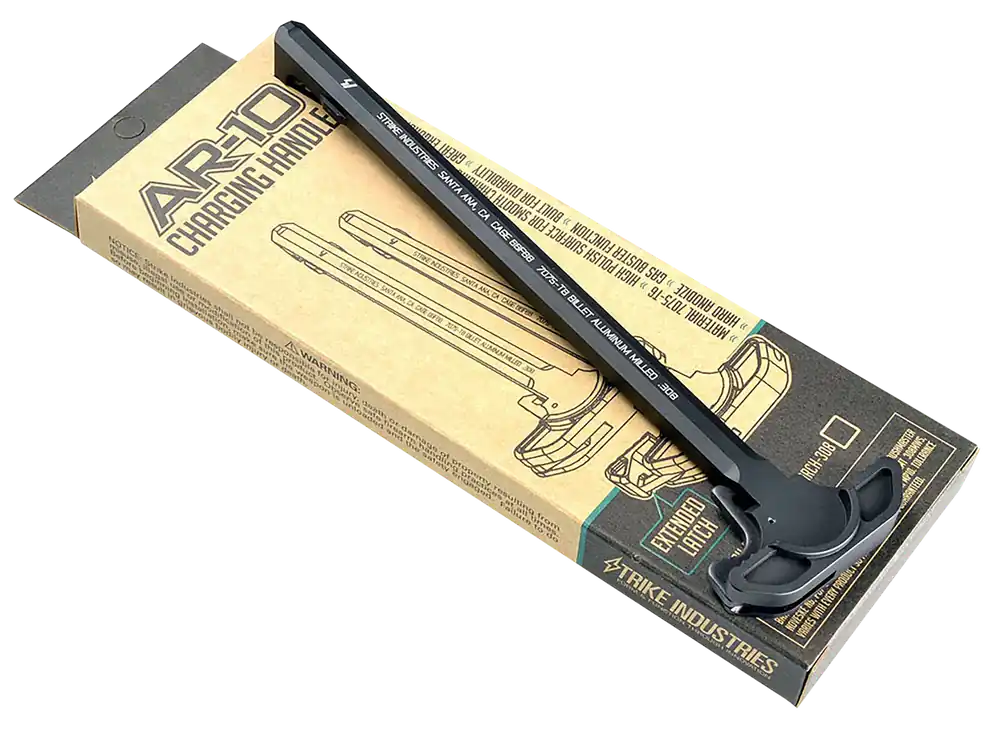 Strike AR-10 Extended Latch Charging Handle, 7075-T6 Hard Anodized Aluminum ARCHEL308BK