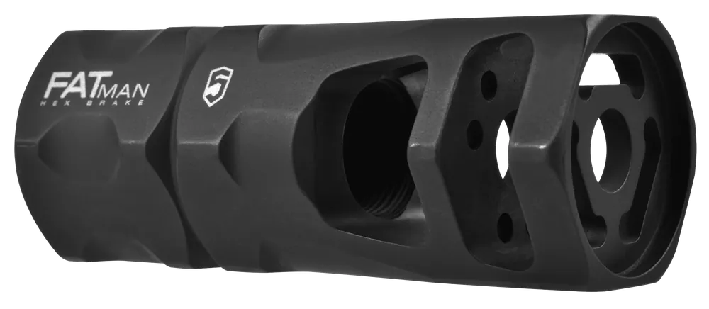 Phase 5 Weapon Systems FATman Hex Muzzle Brake, Parkerized Steel 1/2x28 Thread for 5.56/.223 FATMAN556