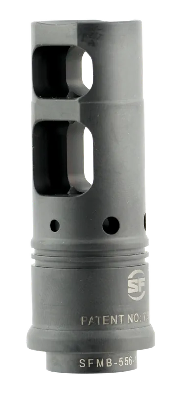 SureFire SOCOM .338 Muzzle Brake, Black Diamond-Like Carbon Stainless, 3/4-24 SFMB3383424