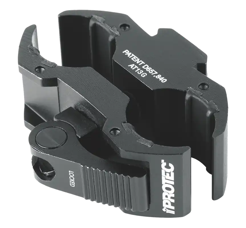 iProtec Universal Long Gun Mount Clamp w/ Accessory Rail, Tool-Free Locking, Black Anodized 6108