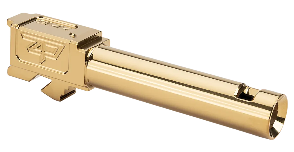 ZAFFIRI PRECISION Ported Barrel for Glock 19 Gen 5, 3.89in Gold TiN 416R Stainless ZP.19G5BCPG