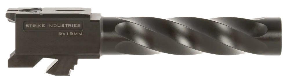 Strike Industries Spiral Fluted Glock 19 Gen3-5 9mm Barrel, Black Nitride 416 Stainless Steel GBARREL19