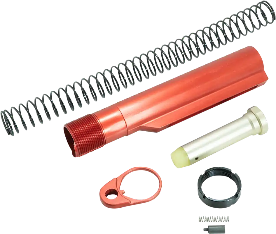 TIMBER CREEK OUTDOOR INC AR-15 Buffer Tube Kit, Red Anodized Mil-Spec Carbine Set ARBTKR