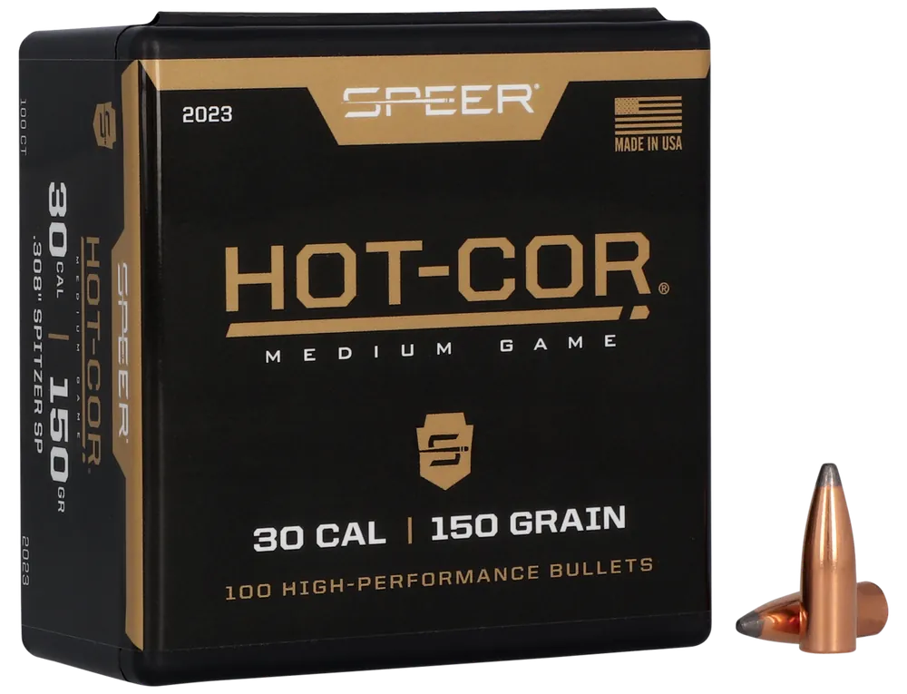 Speer Hot-Cor .308 150 Grain Spitzer Soft Point Rifle Bullets, 100 Count (2023)