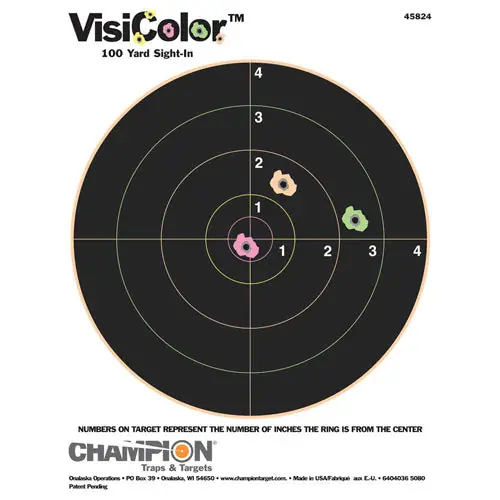 Champion VisiColor High-Visibility Paper Bullseye Targets, 8in Bull, 10-Pack, CHA45824