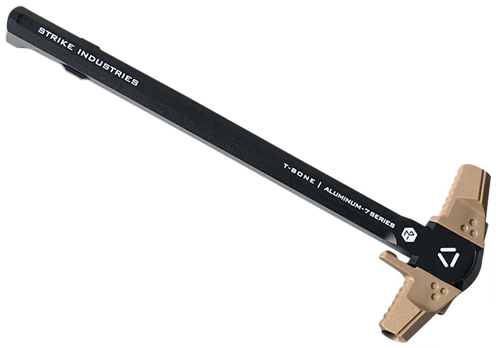 Strike Industries T-Bone AR-15 Charging Handle w/ Gas Redirect System, FDE/Black ARTBCH223BKFDE