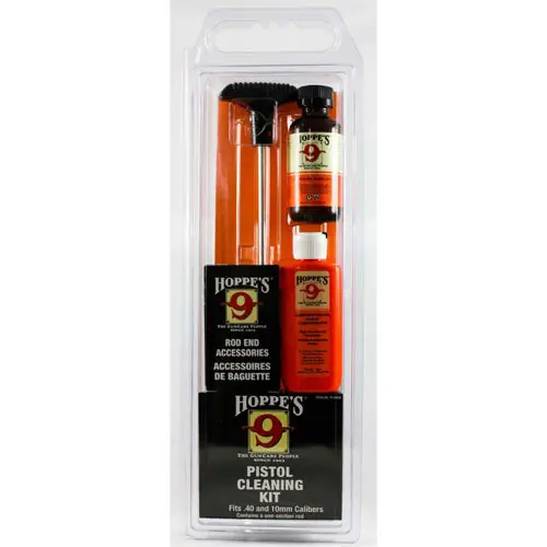 Hoppe‘s .40/10mm Pistol Cleaning Kit with Aluminum Rod, No. 9 Solvent & Oil HOPPCO40B