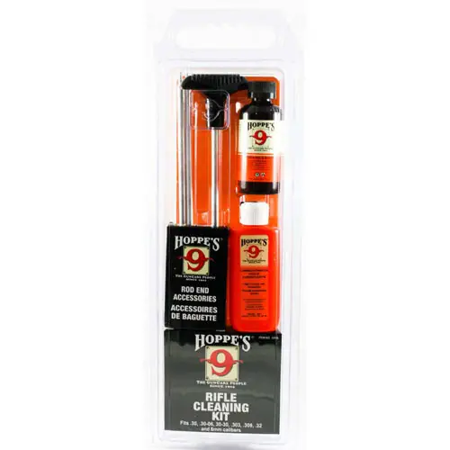 Hoppe‘s No. 9 .30 Cal Rifle Cleaning Kit w/ Aluminum Rod, Solvent, Oil & Patches HOPU30B